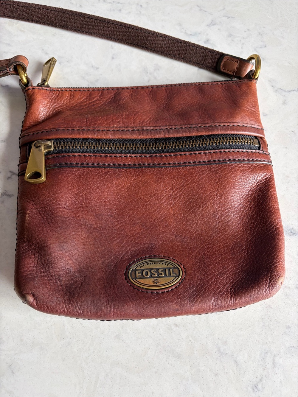 Fossil Brown Leather crossbody purse